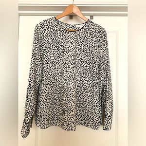Lark & Ro Women's Long Sleeve Contrast Piping Polka dots Blouse, size M